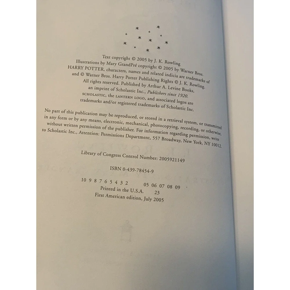 Harry Potter and The Half-Blood Prince 1st Edition 1st Print 652 Pages 11 Error‎
